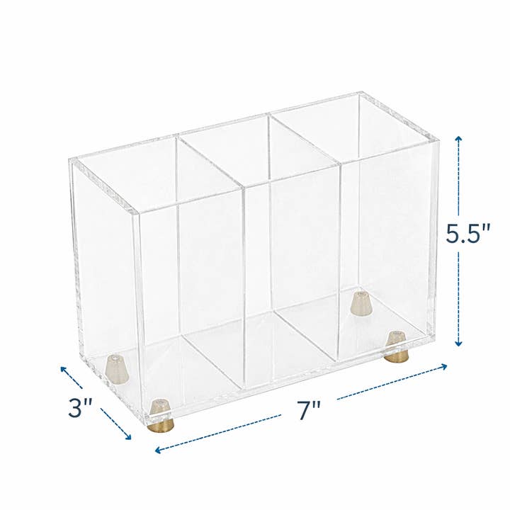 Acrylic 3 Section Vanity Makeup Organizer