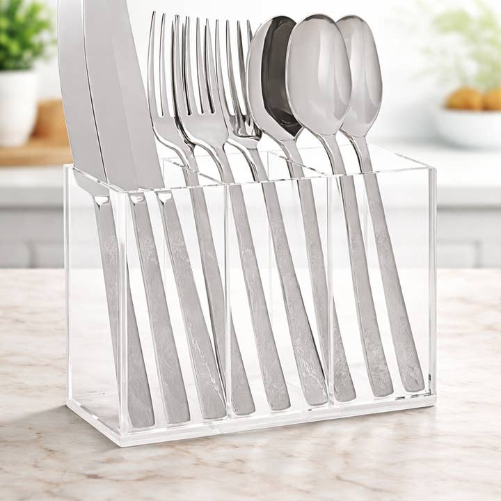 3 Sections Slim Acrylic Caddy - Clear