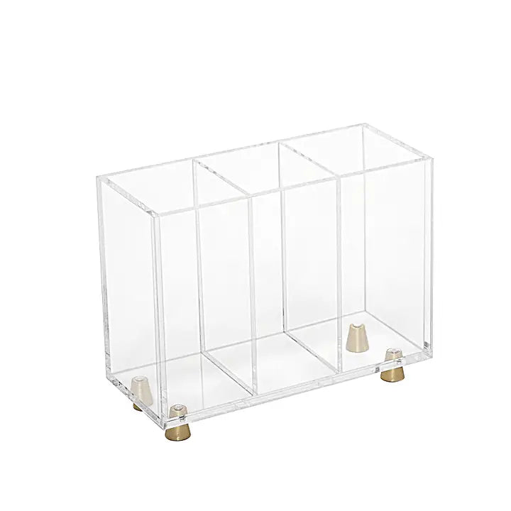 3 Section Acrylic Slim Flatware Caddy on Legs