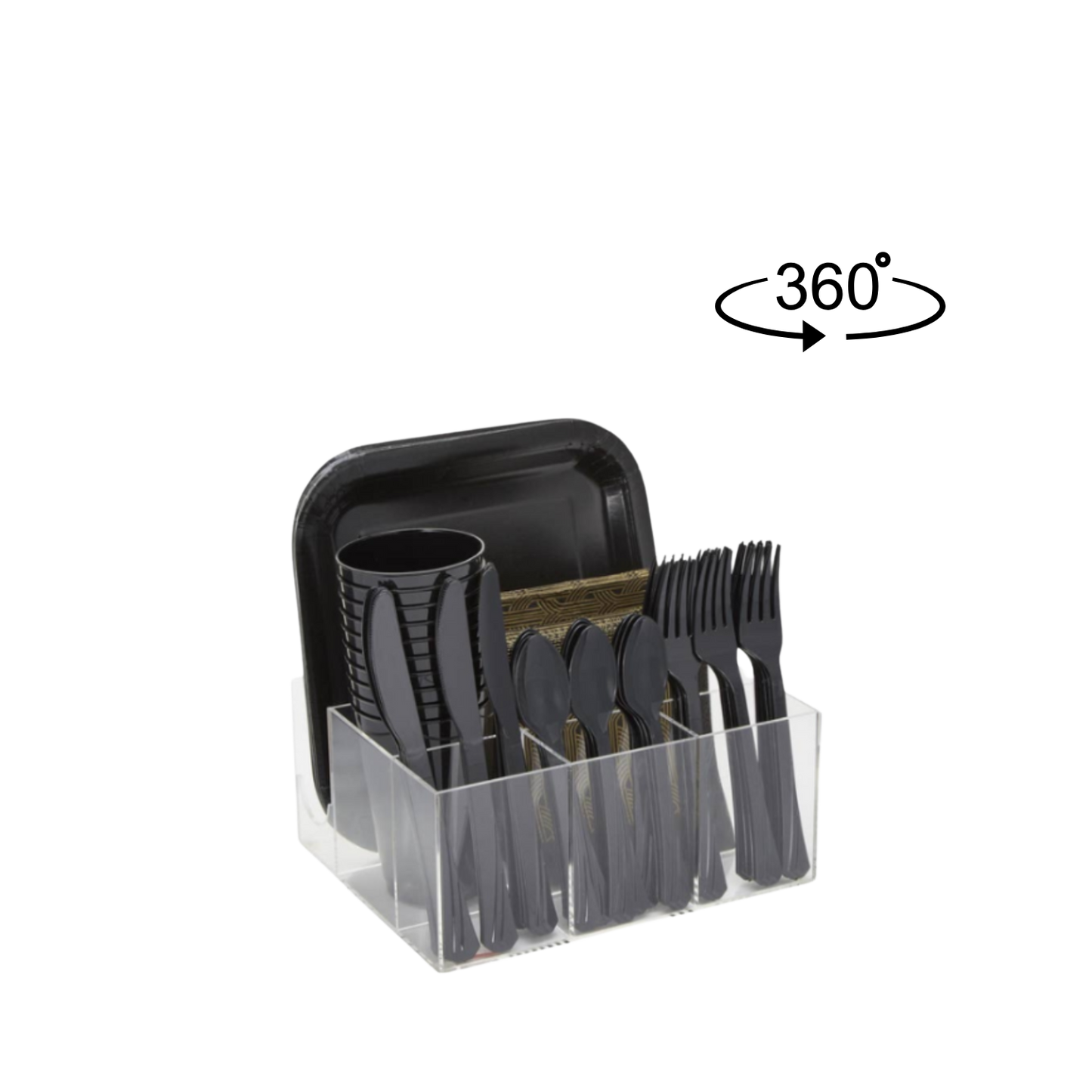6 Section Acrylic Caddy with Swivel Base