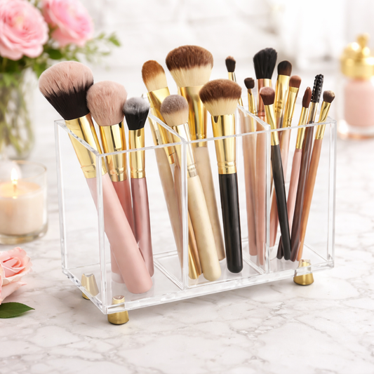 Acrylic 3 Section Vanity Makeup Organizer
